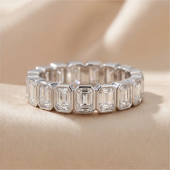 4.25 CT Emerald-Cut Diamond Full Eternity Ring