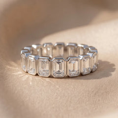 2 CT Emerald-Cut  Diamond Full Eternity Ring