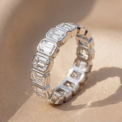 2 CT Emerald-Cut  Diamond Full Eternity Ring