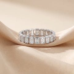 2 CT Emerald-Cut  Diamond Full Eternity Ring