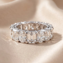 9.6 CT Emerald-cut & Oval Diamond Full Eternity Ring