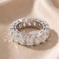 9.6 CT Emerald-cut & Oval Diamond Full Eternity Ring