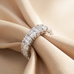 9.6 CT Emerald-cut & Oval Diamond Full Eternity Ring