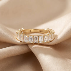 2 CT Emerald-Cut Diamond Half Eternity Ring