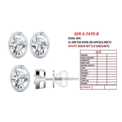3 CT Oval Diamond Bezel Solitaire Stud Earrings