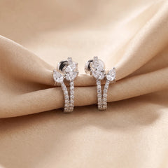 0.75 CT Multi Shape Cluster Ear Jacket Earrings