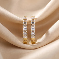 3.30 CT Emerald Cut Hoop Earrings