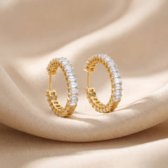 3.30 CT Emerald Cut Hoop Earrings