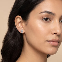 2.43 CT Emerald-Cut Halo Stud Earrings