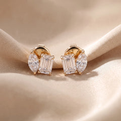 2 CT Marquise & Emerald-Cut Stud Earrings