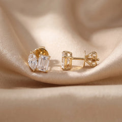 2 CT Marquise & Emerald-Cut Stud Earrings