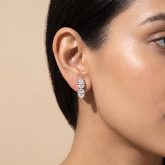 Two Stone Pear Oval Drop Earrings