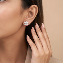 2.06 CT Pear Cut Flower Stud Earrings