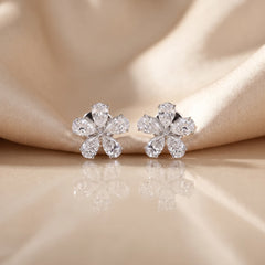 2.06 CT Pear Cut Flower Stud Earrings