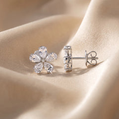 2.06 CT Pear Cut Flower Stud Earrings