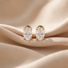 3 CT Oval Stud Earrings
