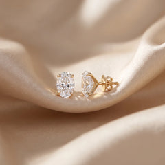 3 CT Oval Stud Earrings