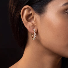 2.81 CT Emerald and Round Hoop Earrings