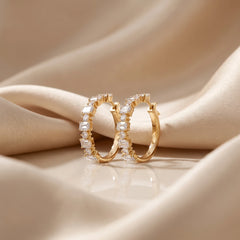 2.81 CT Emerald and Round Hoop Earrings