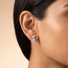 4.06 CT Heart & Round Cut Two Stone Drop Earrings
