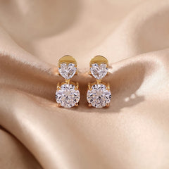 4.06 CT Heart & Round Cut Two Stone Drop Earrings