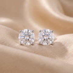 2.1 CT Round Four-Prong Stud Earrings