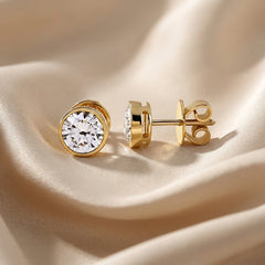 2.17 CT Round Cut Bezel Stud Earrings