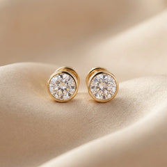 2.17 CT Round Cut Bezel Stud Earrings