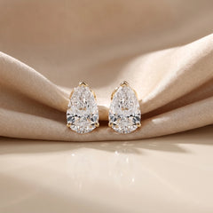 2.1 CT Pear Cut Solitaire Stud Earrings
