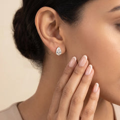 2.1 CT Pear Cut Solitaire Stud Earrings