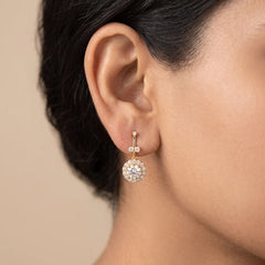 3.14 CT Round Halo Drop Earrings
