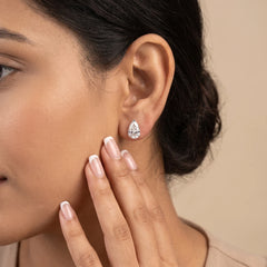 3.14 CT Pear Diamond Solitaire Stud Earrings