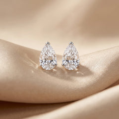 3.14 CT Pear Diamond Solitaire Stud Earrings