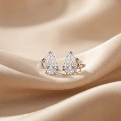 3.14 CT Pear Diamond Solitaire Stud Earrings