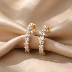 1.95 CT Round Cut Inside-Out Hoop Earrings