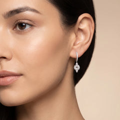 2 CT Marquise Cut Cluster Drop Hoop Earrings