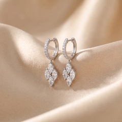 2 CT Marquise Cut Cluster Drop Hoop Earrings