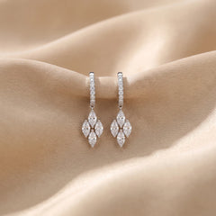 2 CT Marquise Cut Cluster Drop Hoop Earrings