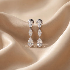 2.54 Marquise Pear Trio Drop Earrings