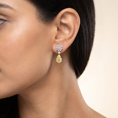 3.72 CT Yellow Pear Halo Drop Earrings
