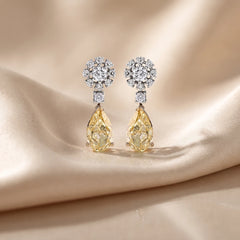 3.72 CT Yellow Pear Halo Drop Earrings