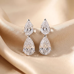 24 CT Pear Diamond Drop Earrings
