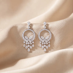 23.5 CT Open Circle Chandelier Earrings