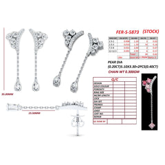 1.22 CT Diamond Cluster Pear Drop Earrings