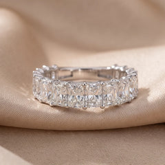 4 CT Radiant Diamond Half Eternity Ring