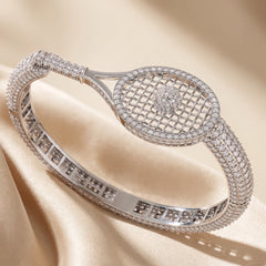 15.71 CT Tennis Racket Pavé Bangle Bracelet