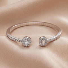 3.73 CT Round & Emerald-Cut Diamond Open Cuff Bangle