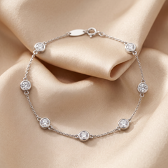 1.75 CT Round Diamond Bezel Station Bracelet