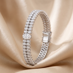 14.50 CT Oval Diamond Double Row Tennis Bracelet