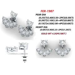 3.1 CT Heart & Pear Diamond Cluster Earrings